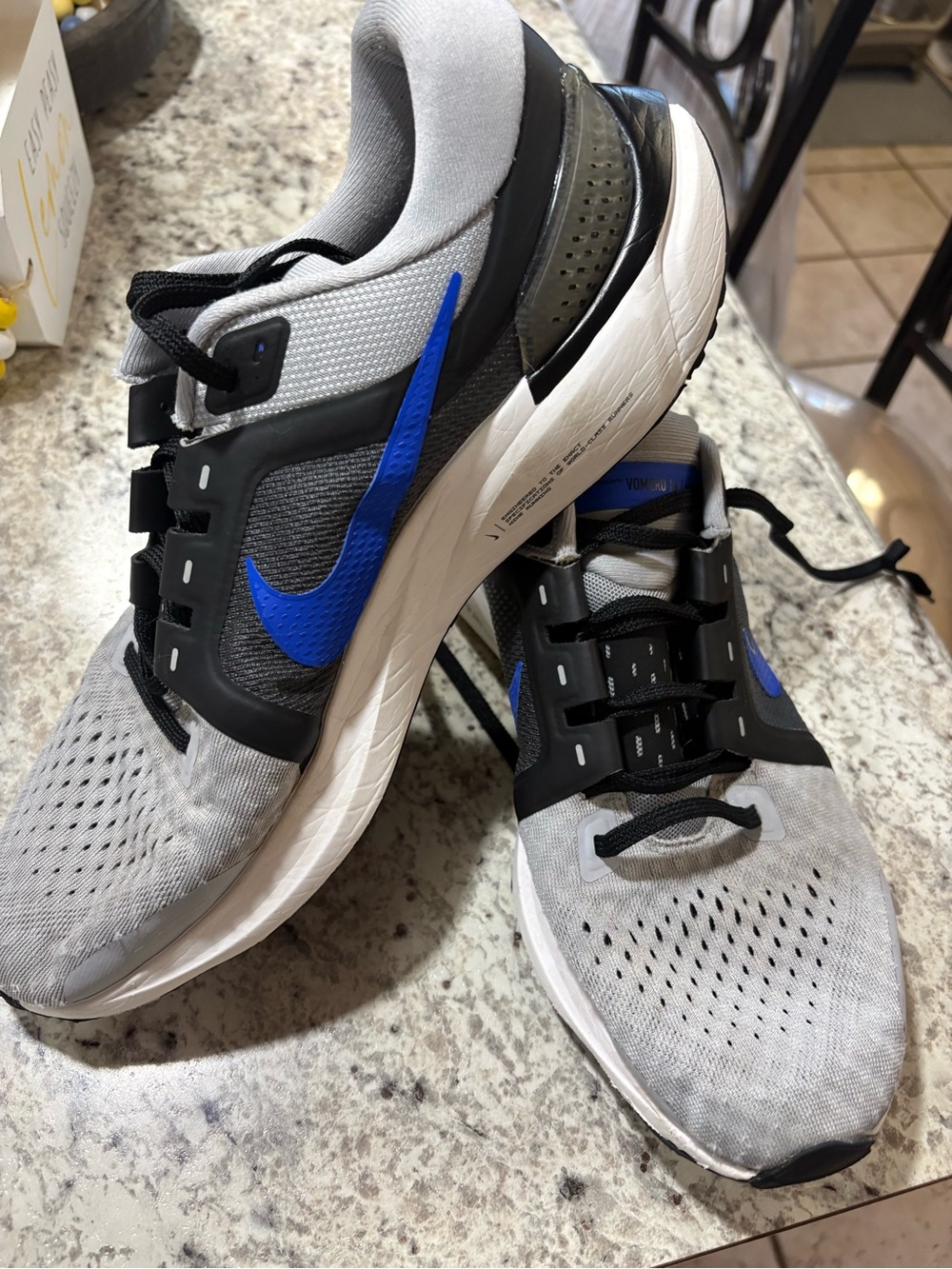 Nike Light Gray and Blue Men's Running Sneakers